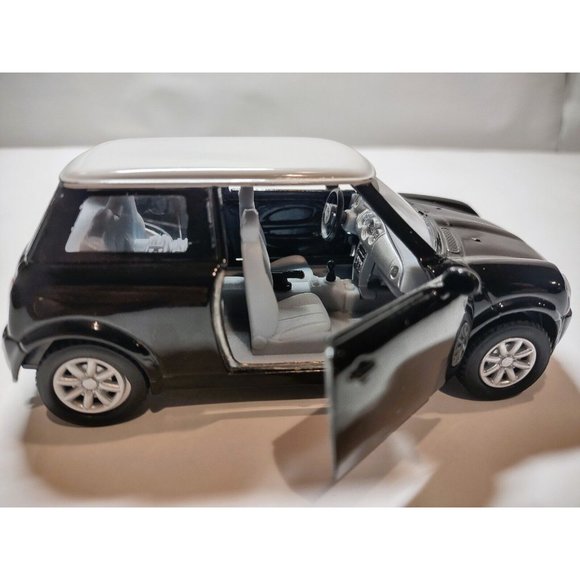 Kinsmart Other - New Mini Cooper Black w/ White Roof Kinsmart Diecast 1:28 Scale Model Car